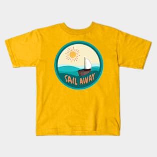 Sail Away Ship in the Ocean Kids T-Shirt